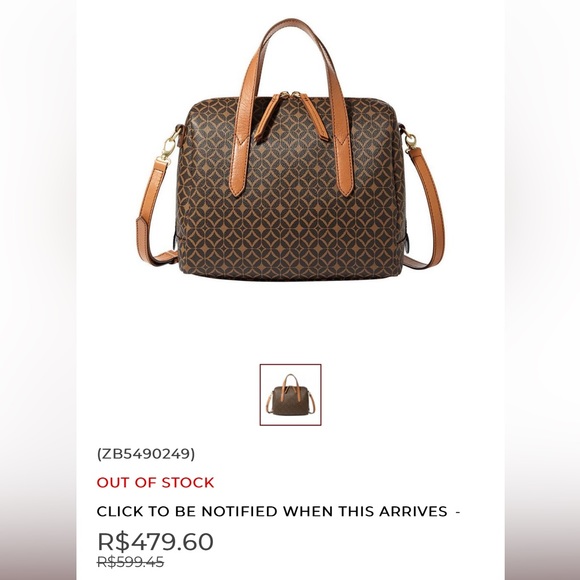 ๐ฅณHP LUXE Sydney Signature Satchel Dark Brown Print Leather Duffle Bag by Fossil - Picture 4 of 16